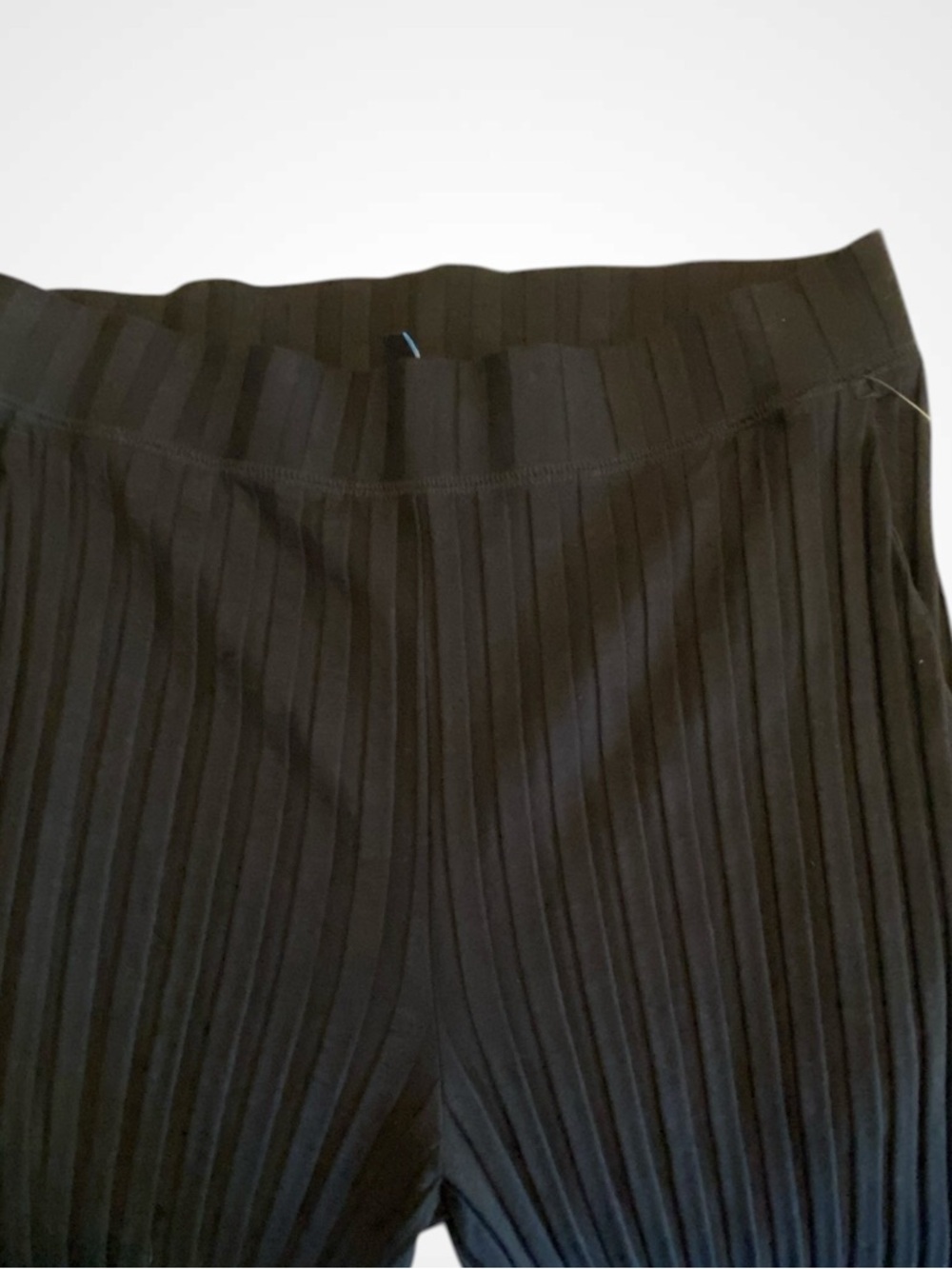 Eileen Fisher Black Ribbed Wide-Leg Cropped Pants with Side Slits NWOT Size M - Picture 8 of 14